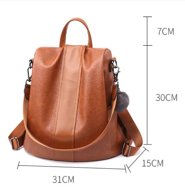 Mochila Guarda en marrón con sus medidas, 31 × 30 × 15 cm, foto real del fabricante